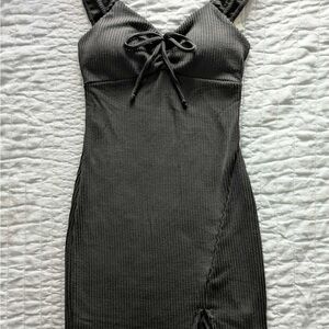 No Boundaries Black Ribbed Midi Dress